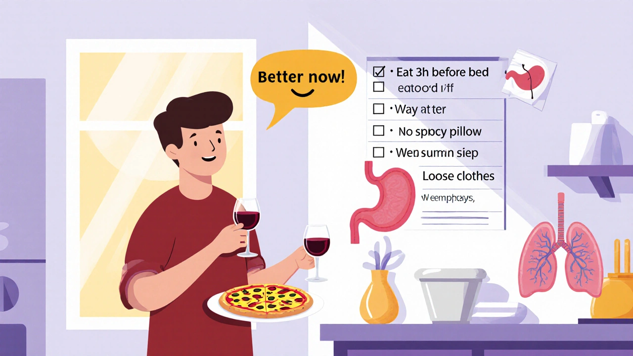 Person making lifestyle changes to reduce reflux, with checklist and healthy lungs