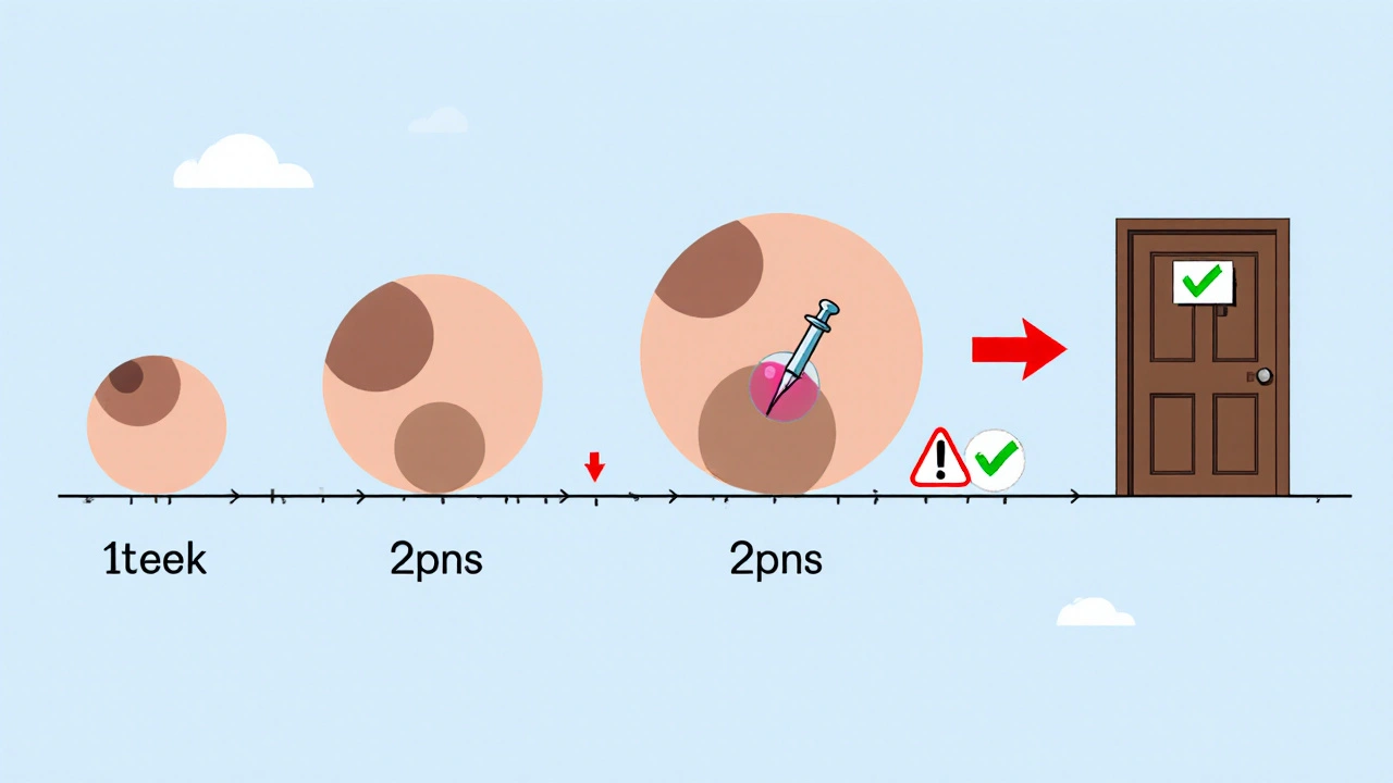 Timeline showing a mole changing over time, ending with biopsy and doctor visit.
