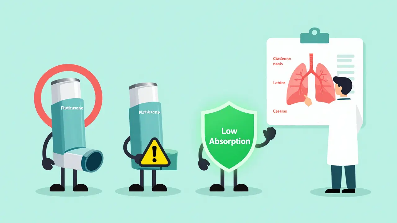Comparison of asthma inhalers with color-coded absorption risks