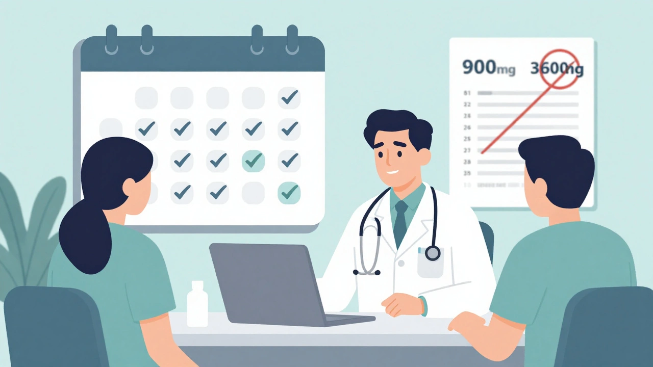 Doctor and patient in clinic with weekly dizziness checks and low-dose prescription highlighted.