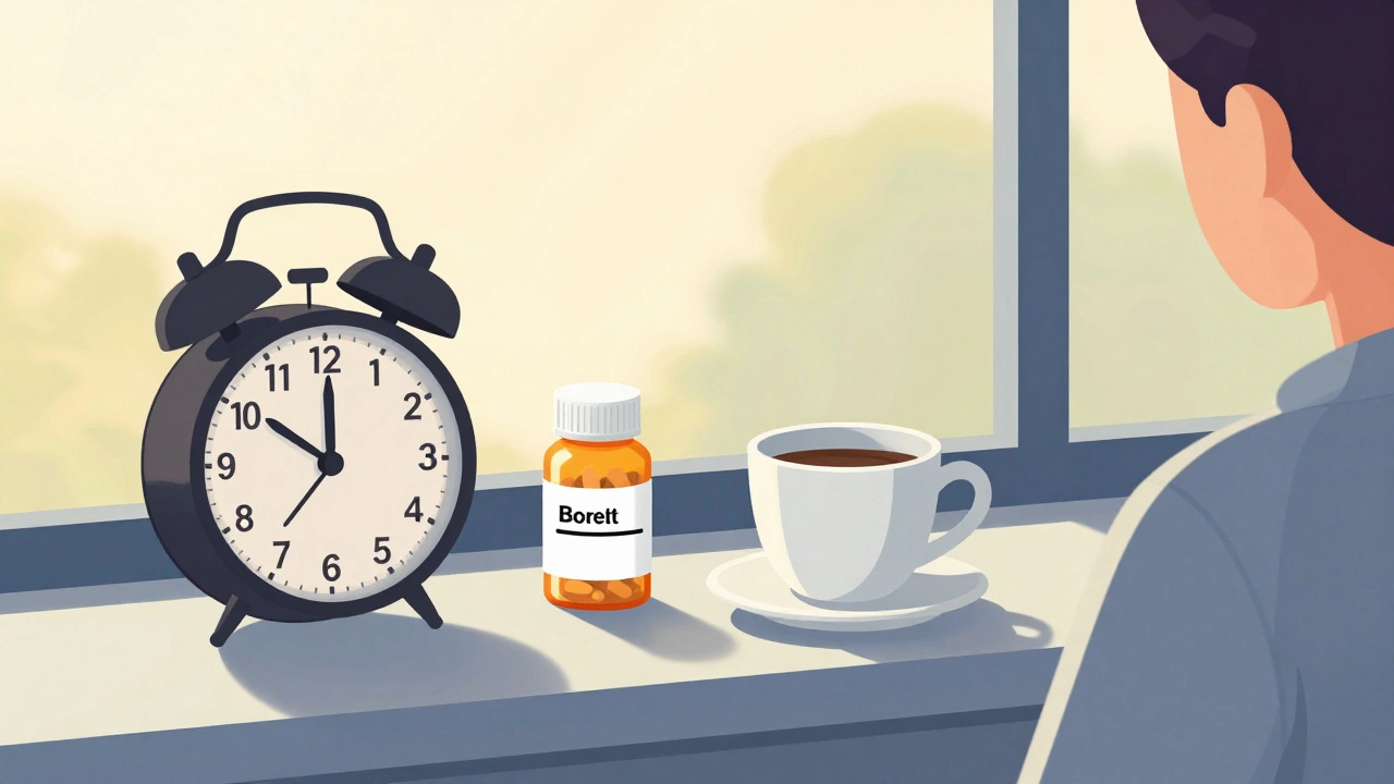 Morning routine with a glowing brand-name pill bottle on a windowsill, representing daily trust and ritual.