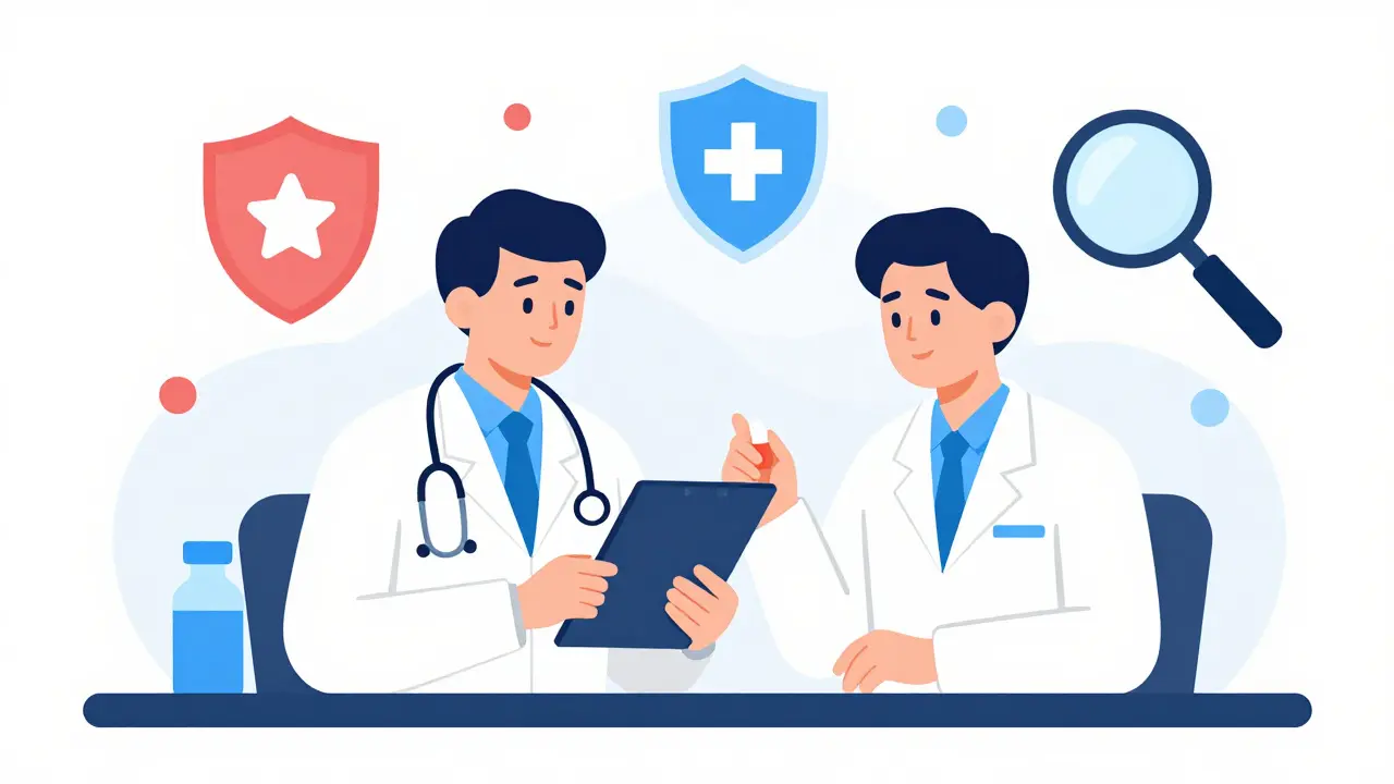 Team checking medication plans for safety and errors