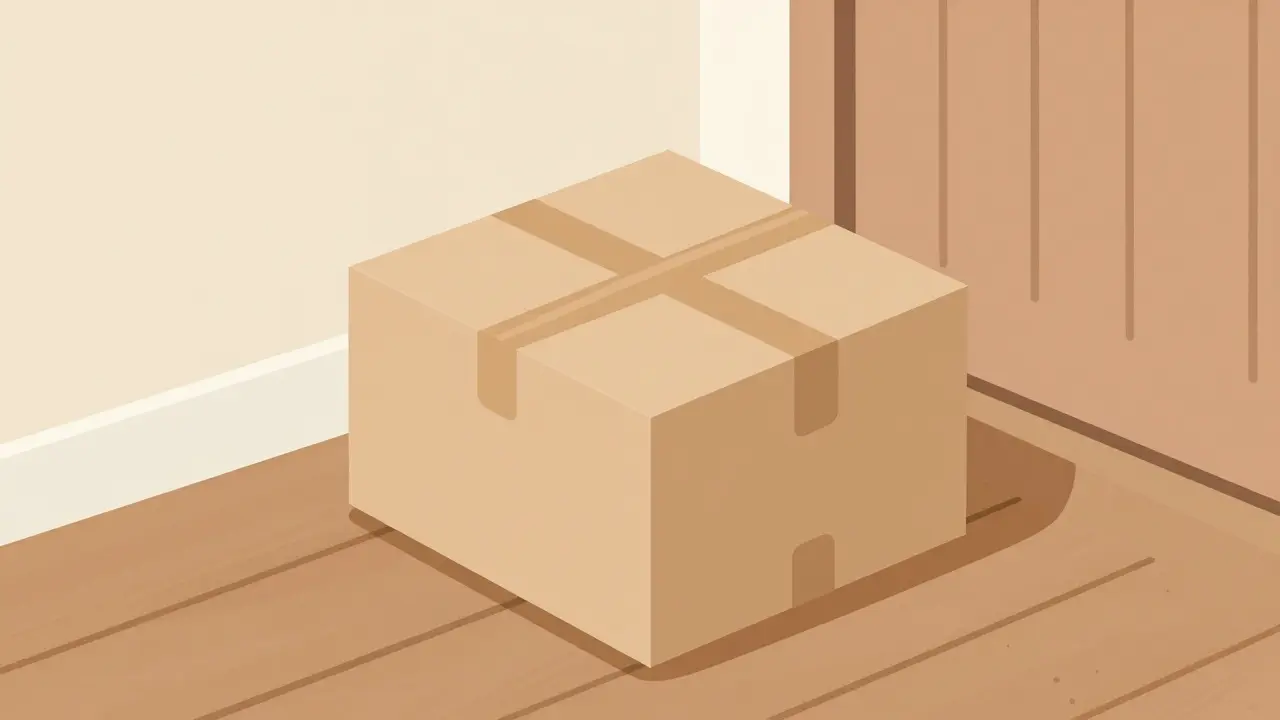 Discreet brown pharmacy delivery package on a home doorstep