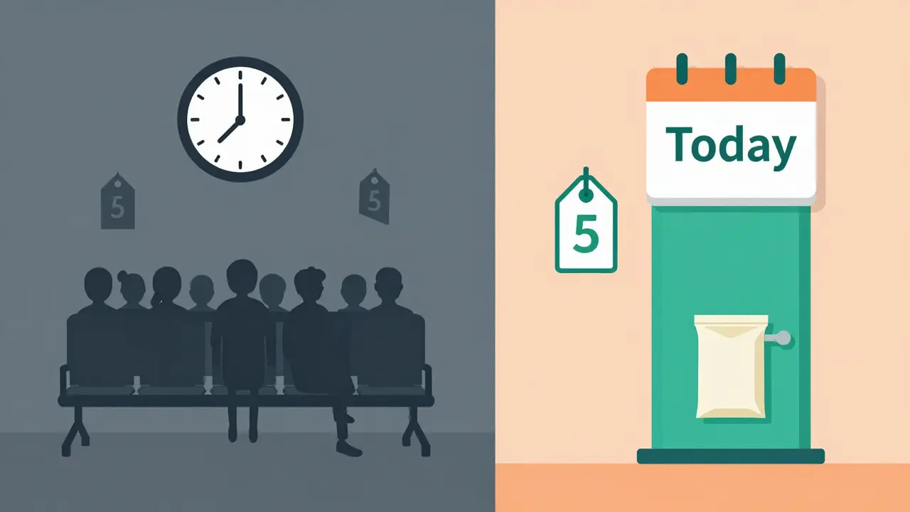 Comparison between stressful clinic visit and convenient online medication delivery