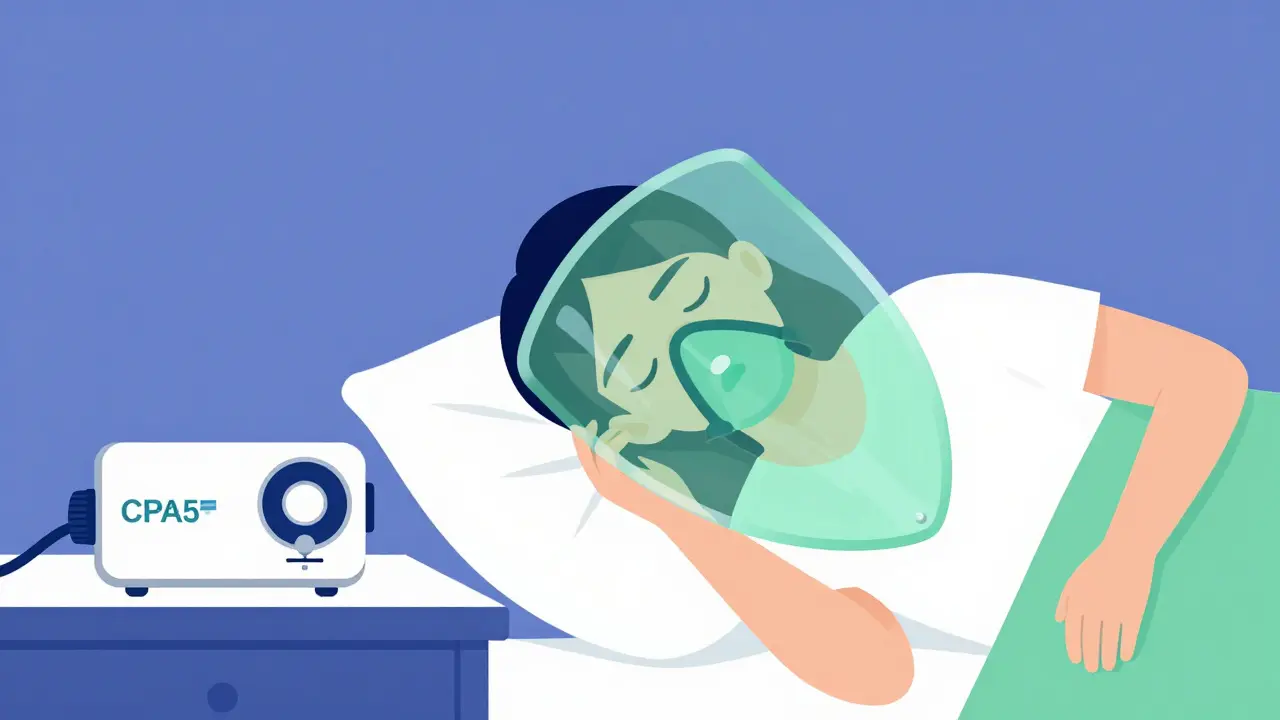 CPAP machine emitting a protective shield over a sleeping patient