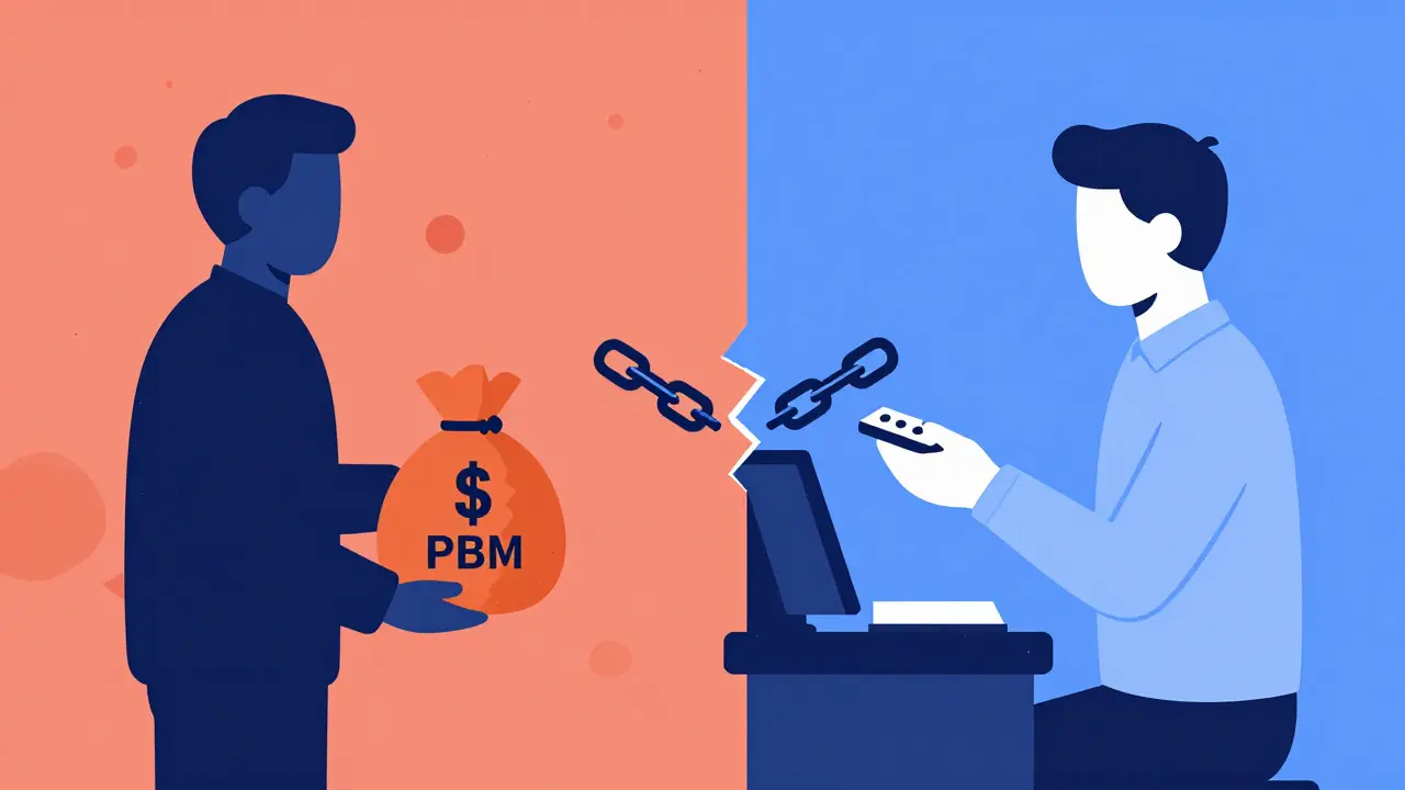 Split view of PBM profits versus patient out-of-pocket costs