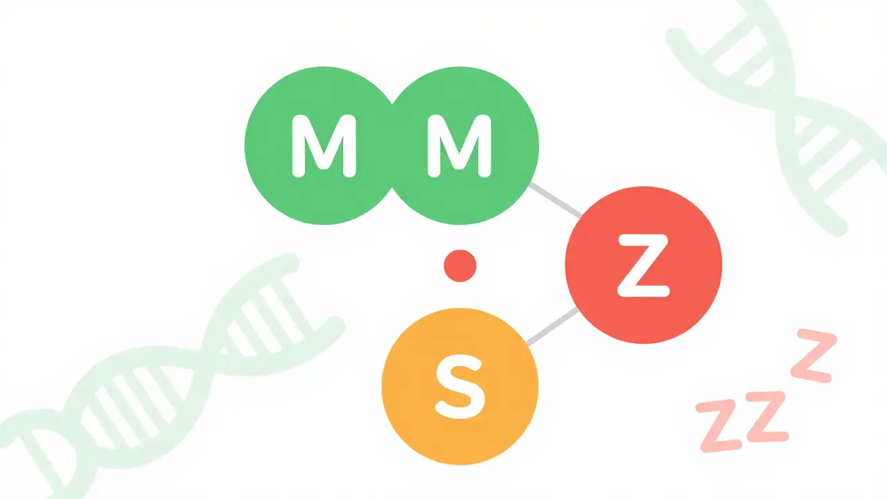 Vector diagram showing genetic inheritance patterns for Alpha-1 Antitrypsin Deficiency