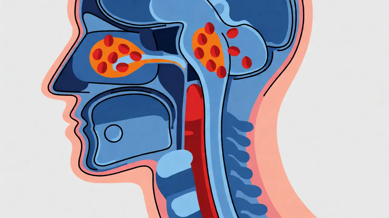 Conceptual flat illustration of immune cells attacking tear and salivary glands.