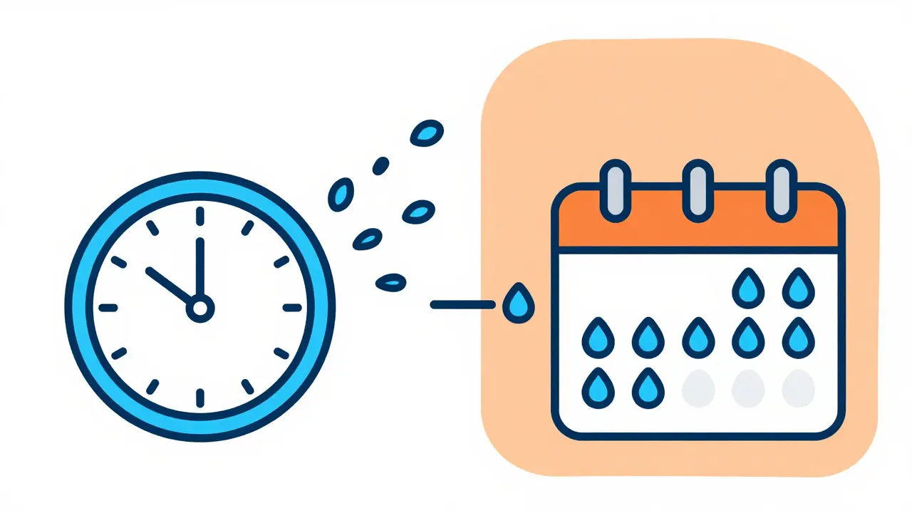 Illustration comparing rapid and slow drug dosing timelines with clocks